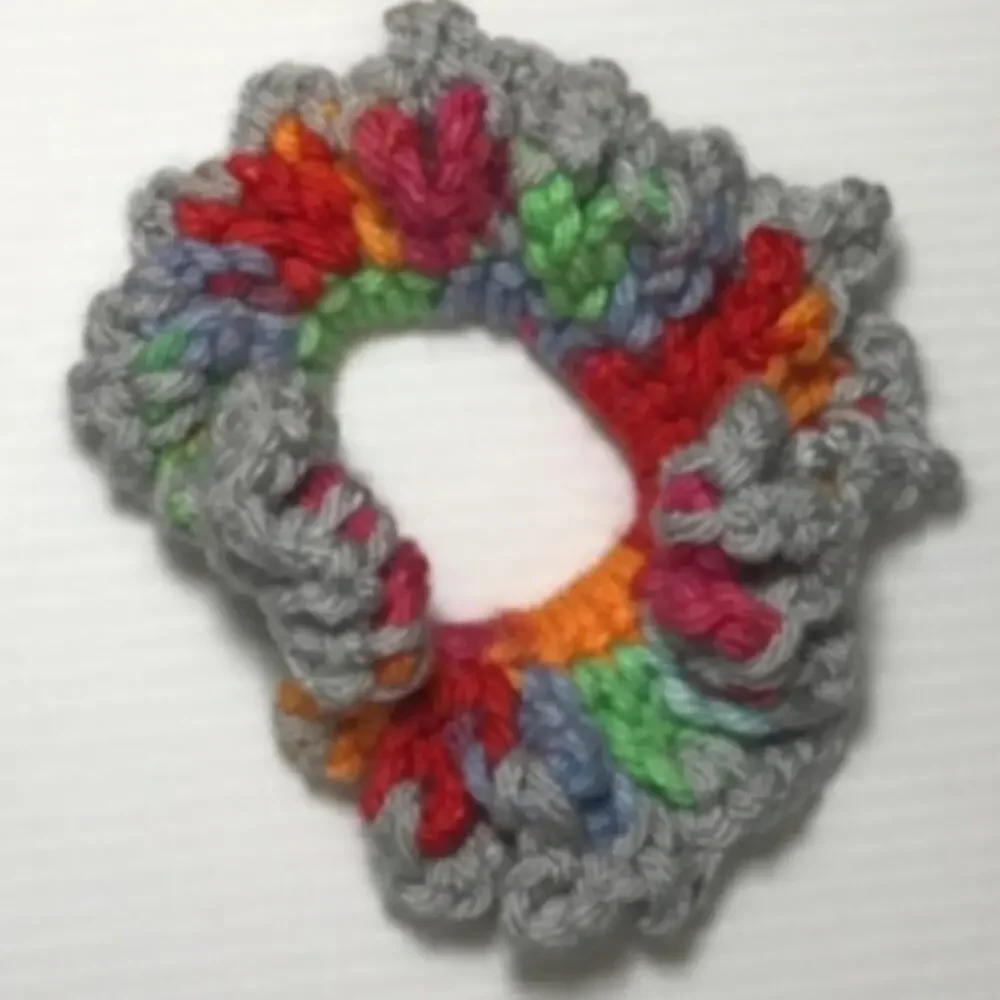 NWT Multicolor Handmade Crocheted Hair Scrunchie Set of 3